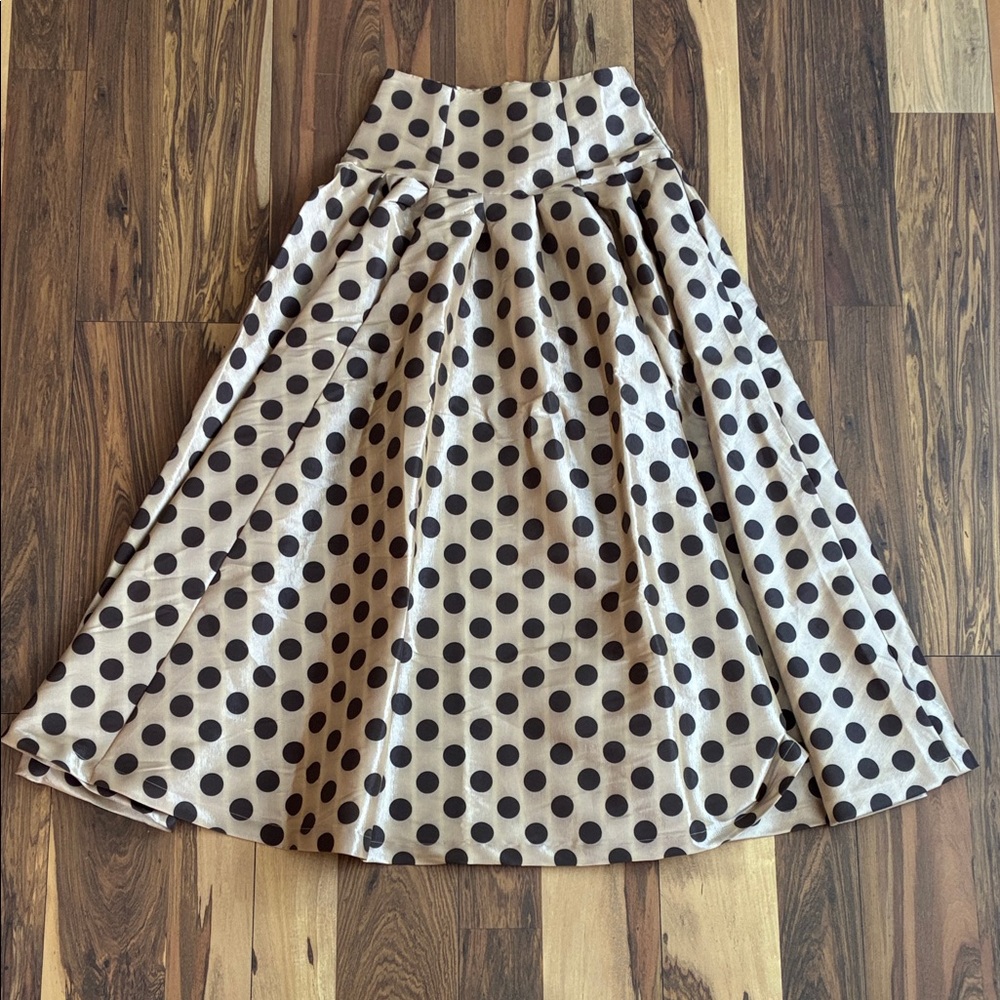 Shabby Apple Black Polka Dot A-Line Maxi Skirt - Picture 2 of 6